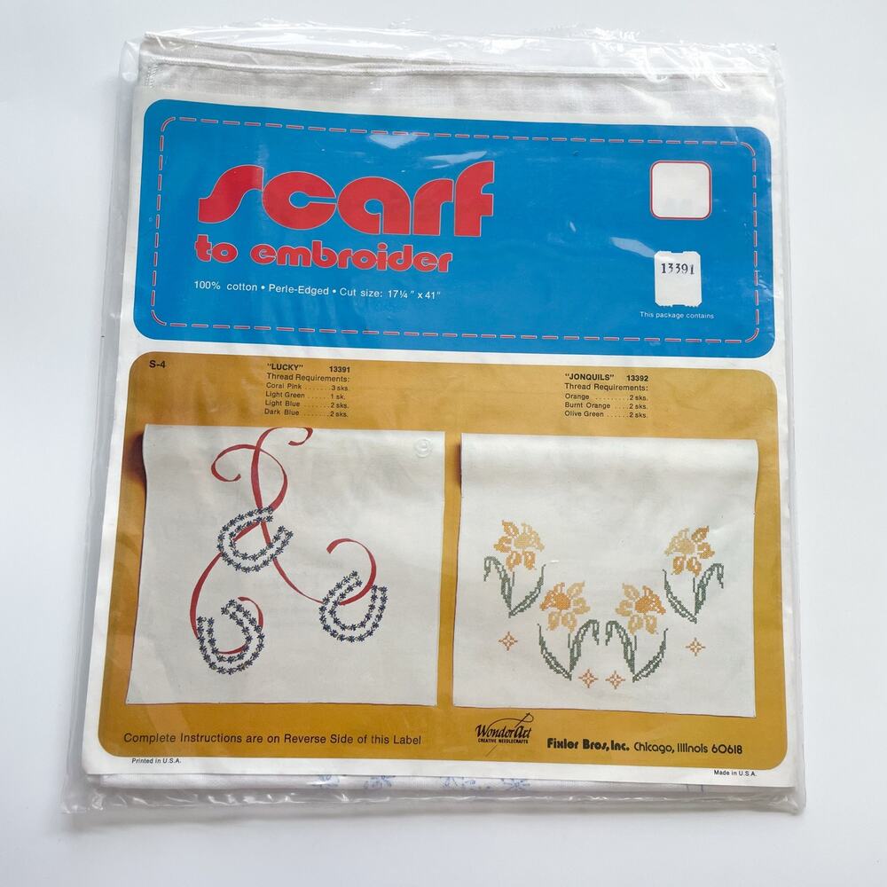 Vintage New Scarf to Embroider Stamped Cotton Dresser Scarf Table Runner